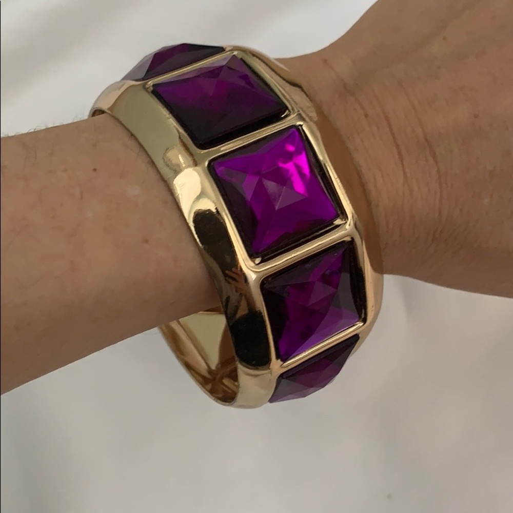 Purple and gold rhinestone bangle